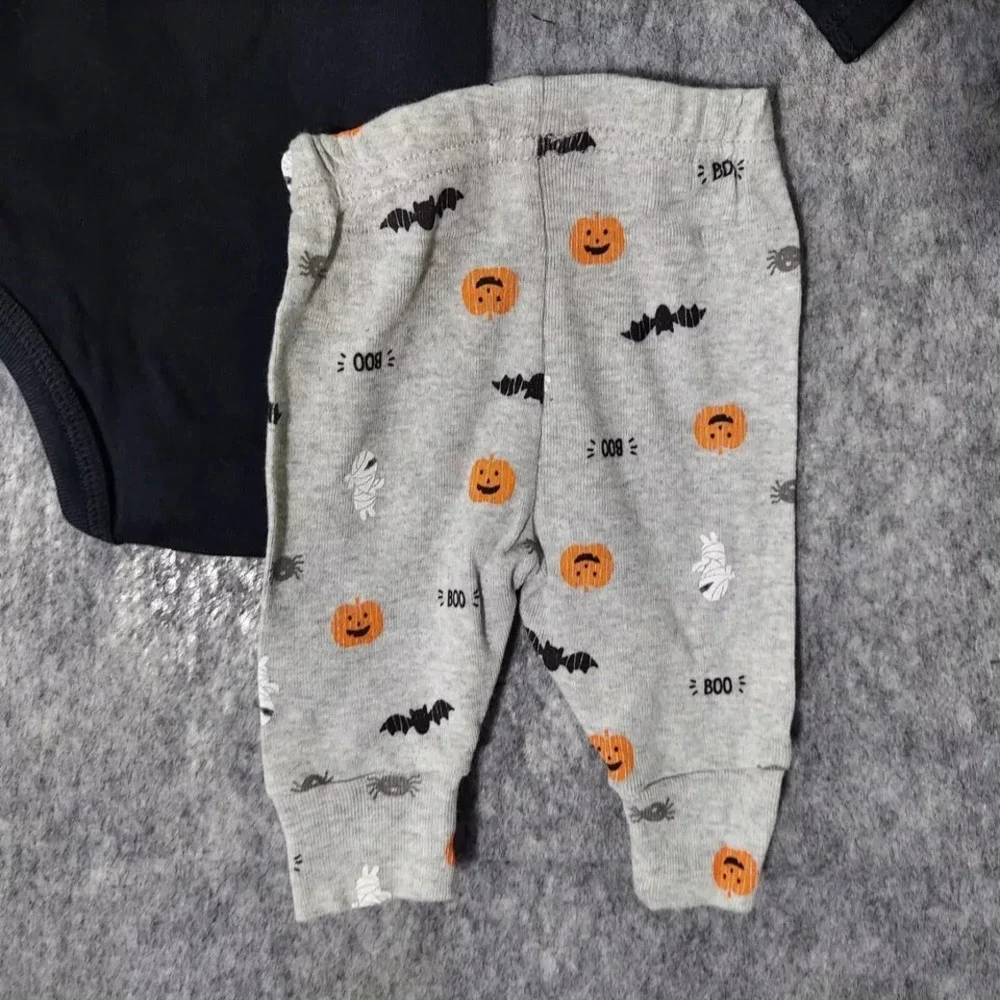 Carters One Piece Set 3 Month Halloween Mummy Pumpkin Bat Long Sleeve Pant - Picture 5 of 8